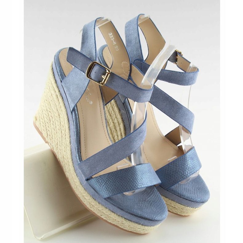 Bleu Espadrilles à semelles compensées, bleu 333-8 Bleu 2