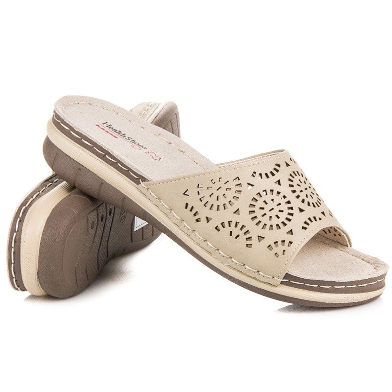 Hasby Chaussons femme ajourés brun 1