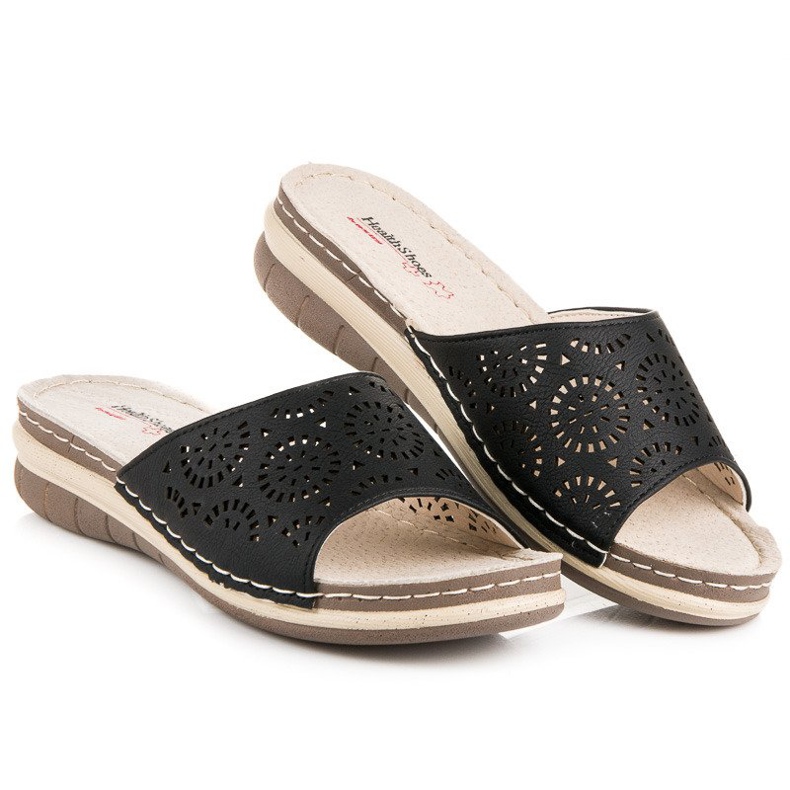 Hasby Chaussons femme ajourés le noir 2