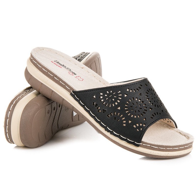 Hasby Chaussons femme ajourés le noir 1 Hasby Chaussons femme ajourés le noir 1