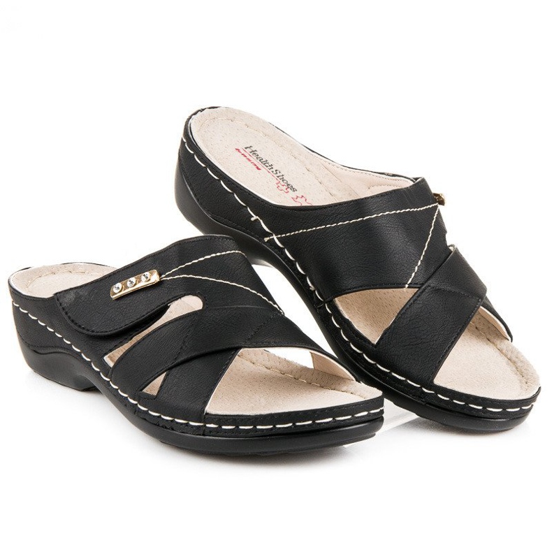 Hasby Chaussons d'été confortables le noir 2