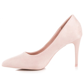 Escarpins en daim poudré rose 2