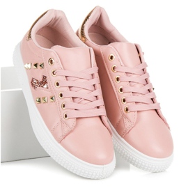 Baskets à la mode avec une fixation rose 5
