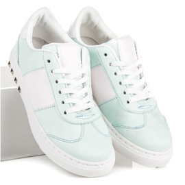 Sport Baskets en daim blanche vert 3