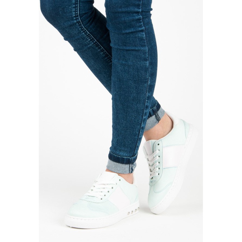 Sport Baskets en daim blanche vert 1