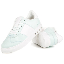 Sport Baskets en daim blanche vert 2