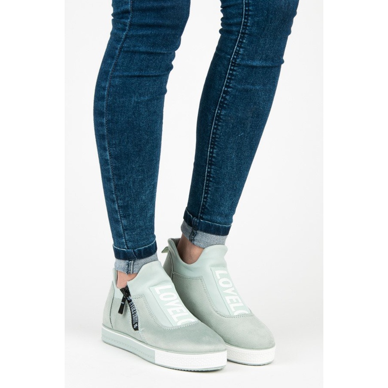 Ideal Shoes Baskets en daim vertes 1