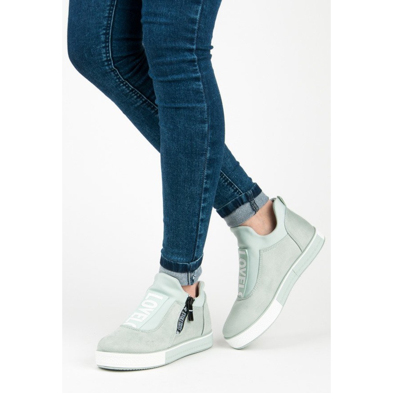 Ideal Shoes Baskets en daim vertes 2