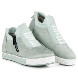 Ideal Shoes Baskets en daim vertes 3