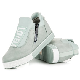 Ideal Shoes Baskets en daim vertes 4