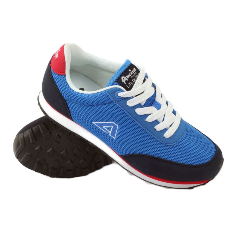 American Club Chaussures de sport à lacets pour femme bleu américain 3