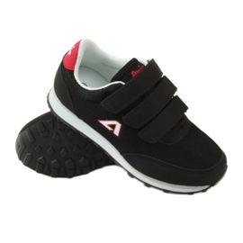American Club Chaussures de sport Baskets américaines noires à scratch rouge 3