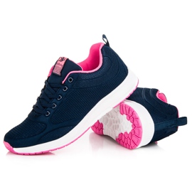 Ax Boxing Chaussures textile bleu marine rose 2