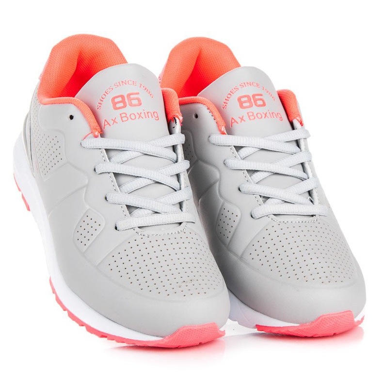 Ax Boxing Chaussures de sport grises pour femmes orange rose 1