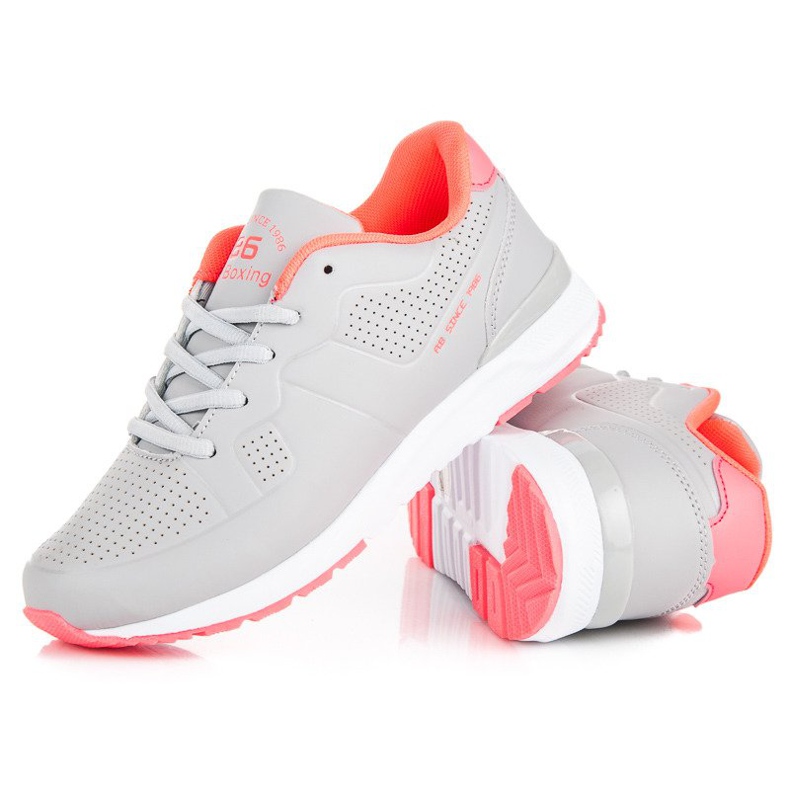Ax Boxing Chaussures de sport grises pour femmes orange rose 2