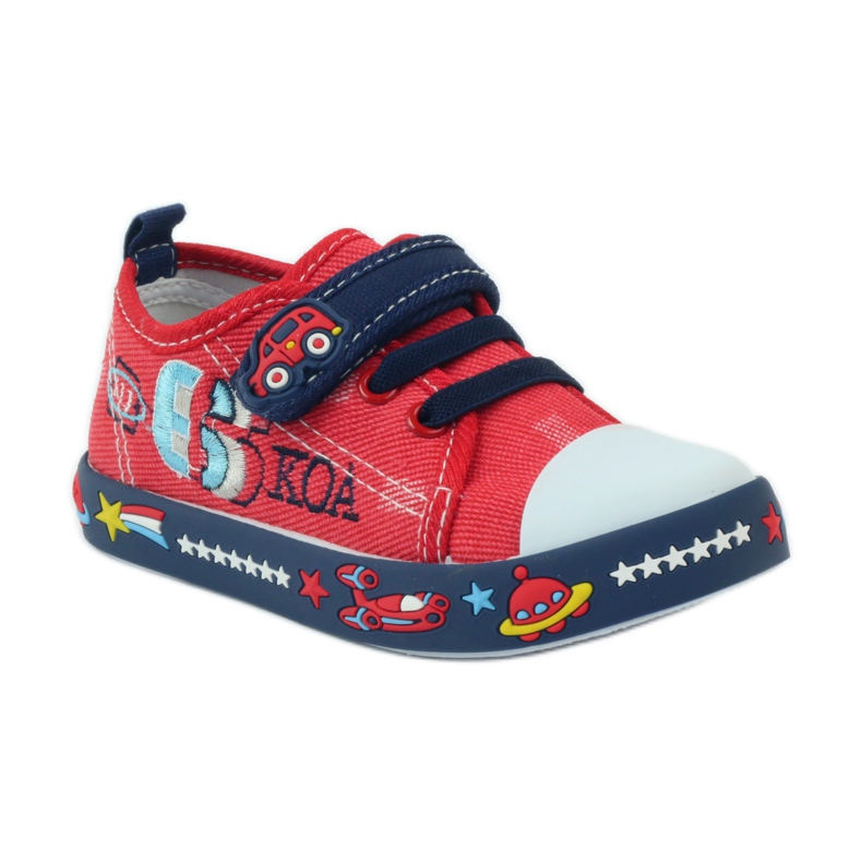 American Club Baskets à semelle intérieure en cuir américain bleu marine rouge 1