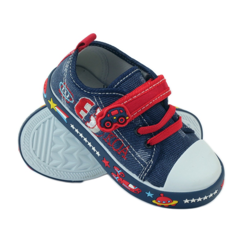 American Club Baskets à semelle intérieure en cuir américain bleu marine rouge 3