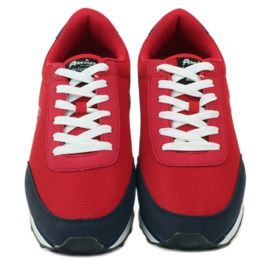 American Club Chaussures de sport nouées rouges américaines pour hommes bleu marine 4