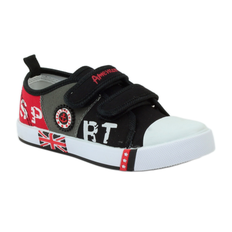 American Club Baskets américaines en cuir pour enfants rouge gris noir 1