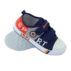 American Club Baskets américaines baskets semelle intérieure en cuir bleu marine gris orange 3