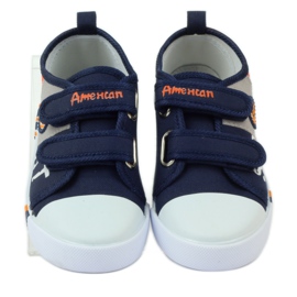 American Club Baskets américaines baskets semelle intérieure en cuir bleu marine gris orange 4