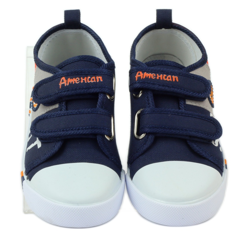 American Club Baskets américaines baskets semelle intérieure en cuir bleu marine gris orange 4