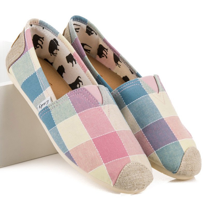 L. Day Espadrilles à carreaux confortables multicolore 1