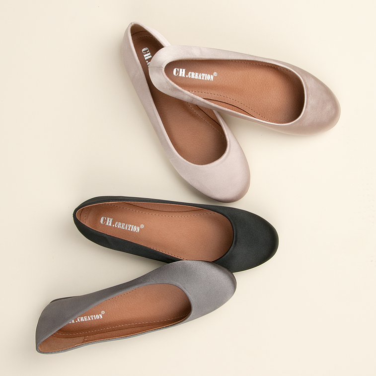 Ch. Creation Ballerines beiges satinées 1