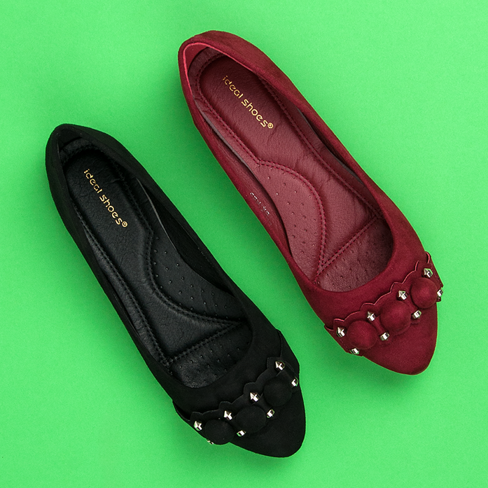 Ideal Shoes Ballerines noires élégantes 1