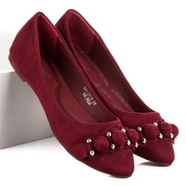 Ideal Shoes Ballerines bordeaux élégantes rouge 2 Ideal Shoes Ballerines bordeaux élégantes rouge 2