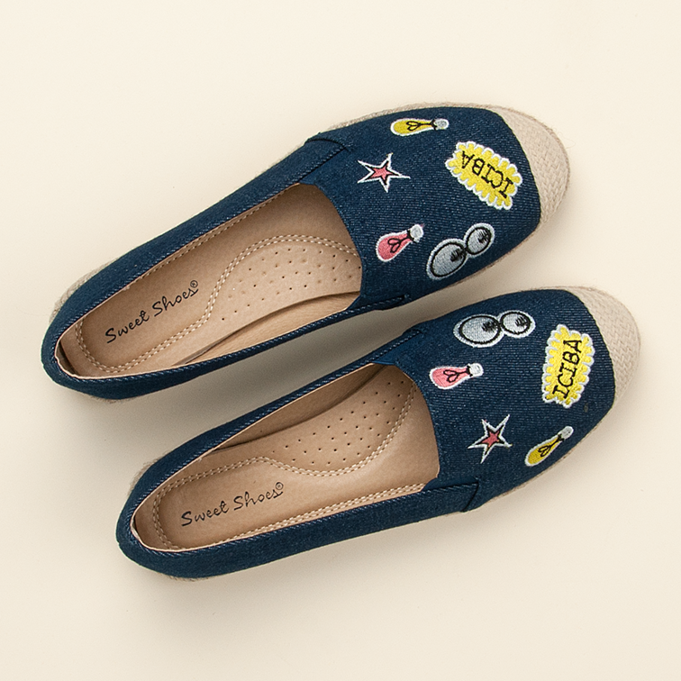 Sweet Shoes Espadrilles en denim avec patchs bleu marine 1
