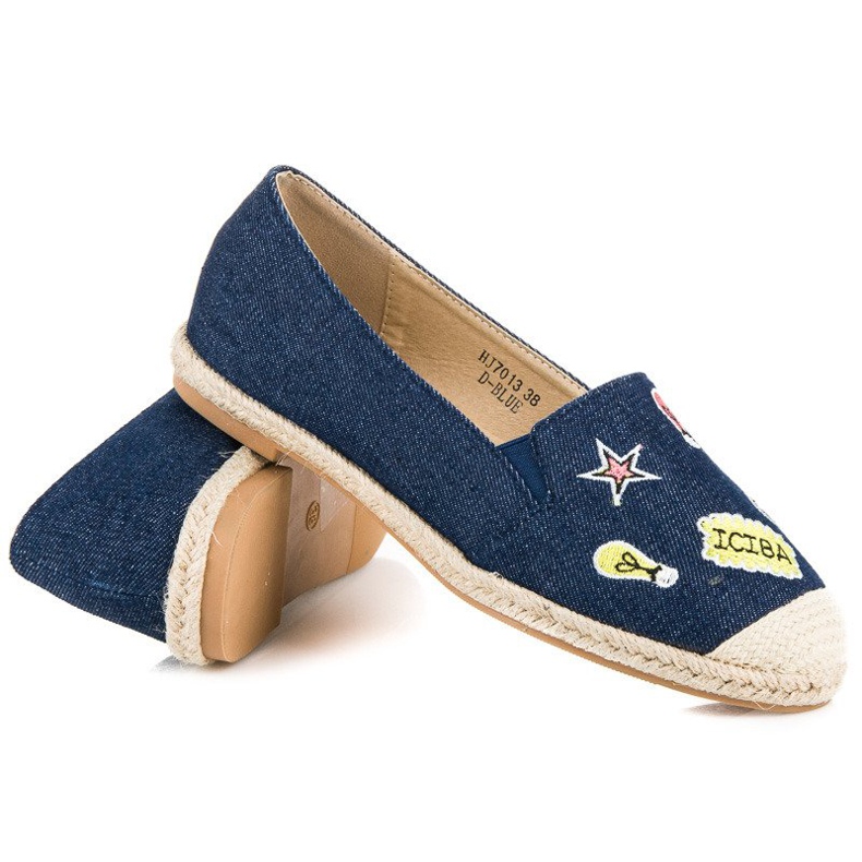 Sweet Shoes Espadrilles en denim avec patchs bleu marine 2