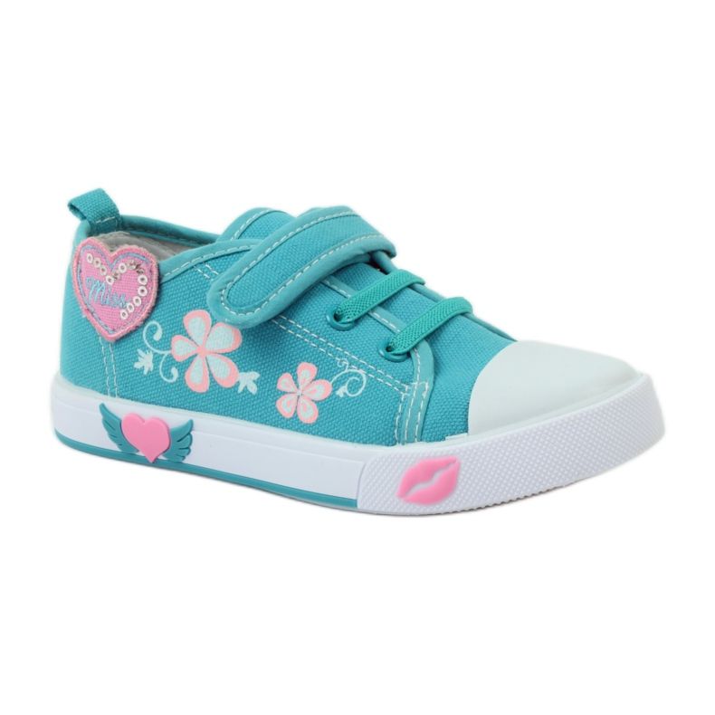 American Club Baskets American Heart avec semelle intérieure en cuir vert bleu 1