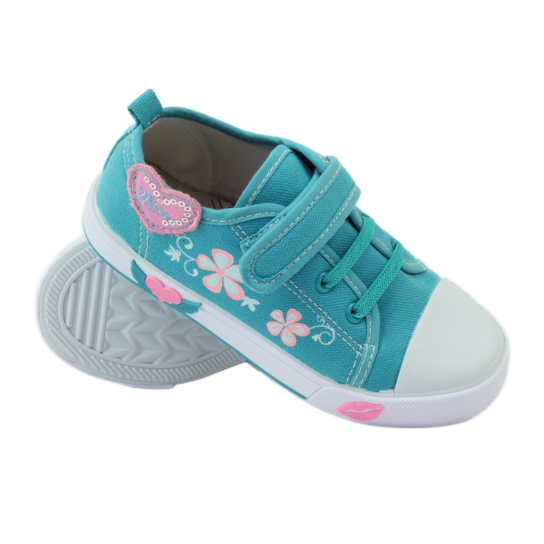 American Club Baskets American Heart avec semelle intérieure en cuir vert bleu 3