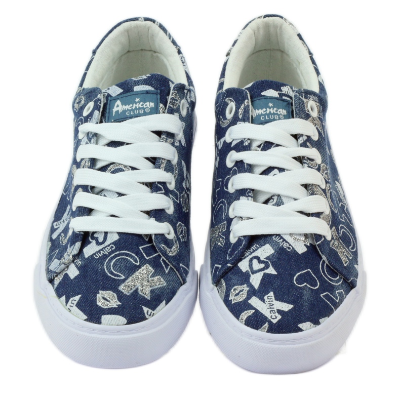American Club Baskets américaines en denim à paillettes bleu marin 4