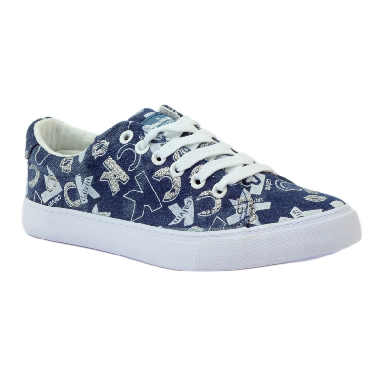 Baskets en denim pour femme avec paillettes American clublh18 bleu marin 1 Baskets en denim pour femme avec paillettes American clublh18 bleu marin 1