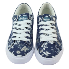 Baskets en denim pour femme avec paillettes American clublh18 bleu marin 4