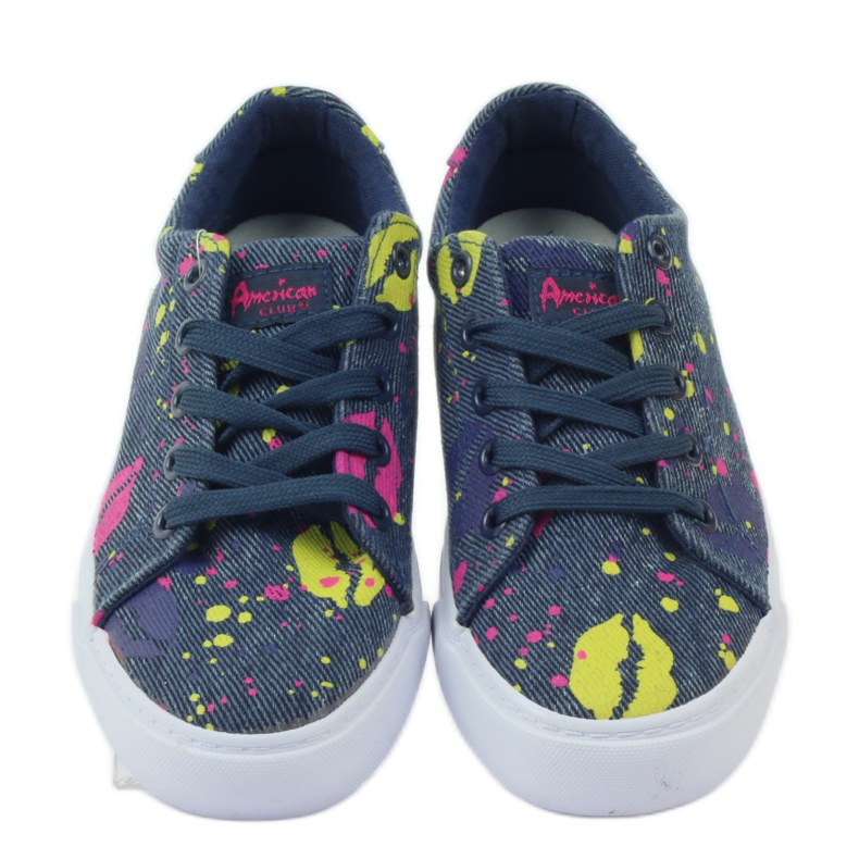 American Club Baskets baskets en denim à la bouche américaine bleu marine 4