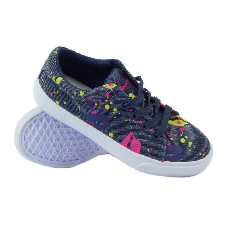 American Club Baskets baskets en denim à la bouche américaine bleu marin 3