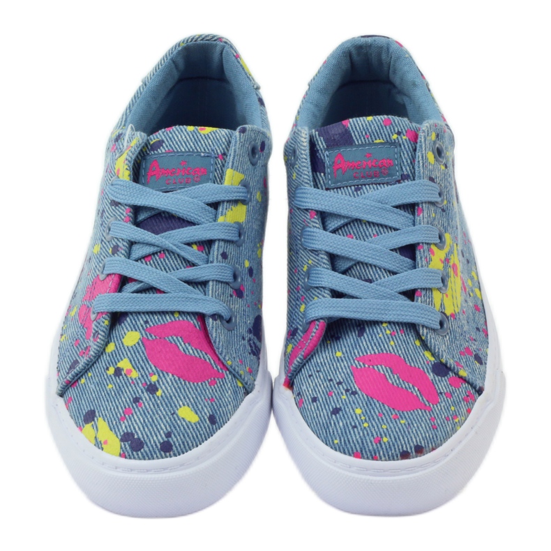 American Club Baskets baskets en denim à la bouche américaine bleu 4