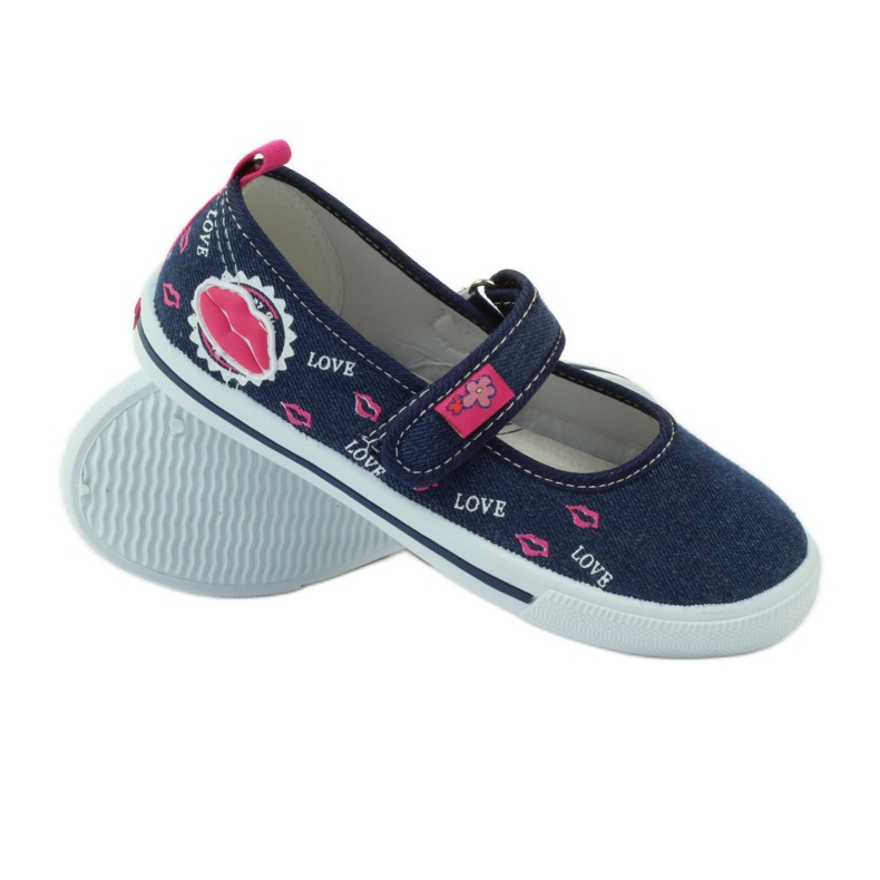 American Club Baskets à la bouche avec une semelle intérieure en cuir américain bleu marine rose 3