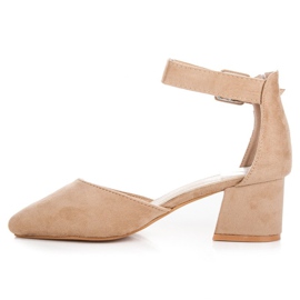 Sandales petit talon en daim brun 3