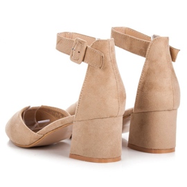 Sandales petit talon en daim brun 4
