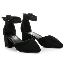 Sandales petit talon en daim le noir 3