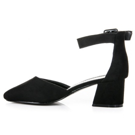 Sandales petit talon en daim le noir 1