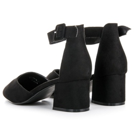 Sandales petit talon en daim le noir 2