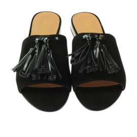 Noir Chaussons à franges Badura 5133 noir le noir jaune 4
