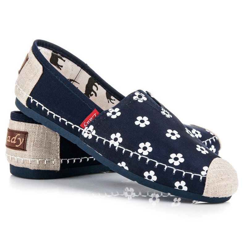 L. Day Espadrilles Bleu Marine À Fleurs 2