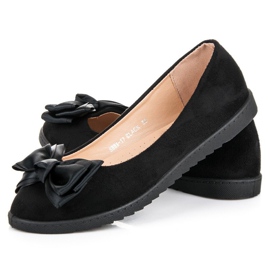 Comer Ballerines en daim à nœud le noir 2