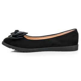 Comer Ballerines en daim à nœud le noir 1